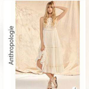 NWT Anthropologie Pinnacle Embroidered Maxi Dress Size Small